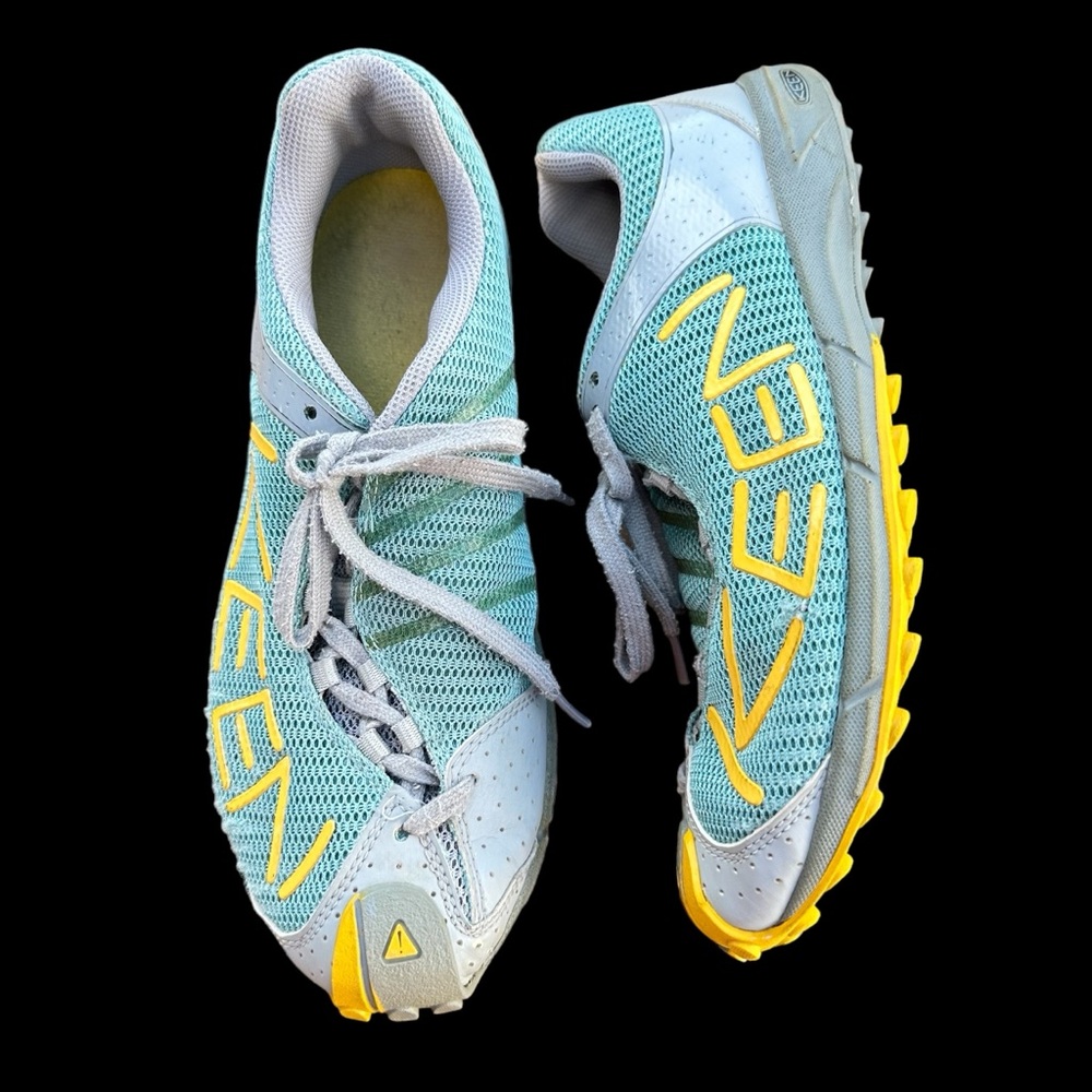Women's KEEN A86 Cross-Country Trail  Running Sneakers Blue Yellow Hiking Shoes